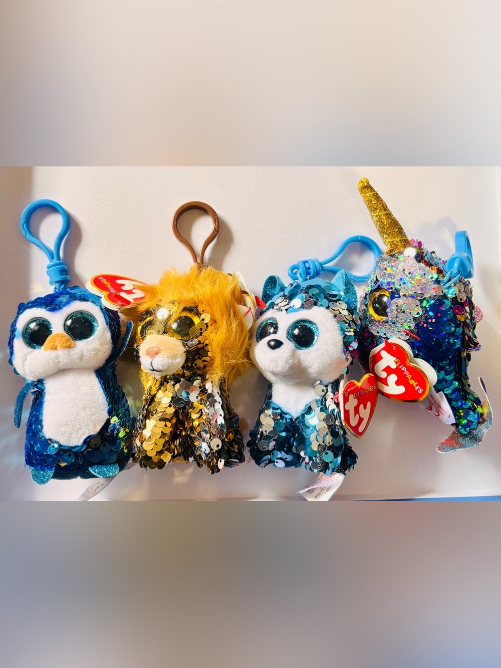 TY Sequin Animal Flippables Key Clips